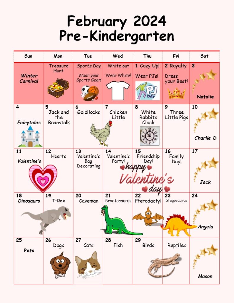 Pre-Kindergarten Calendar LC – Children's Discovery Academy