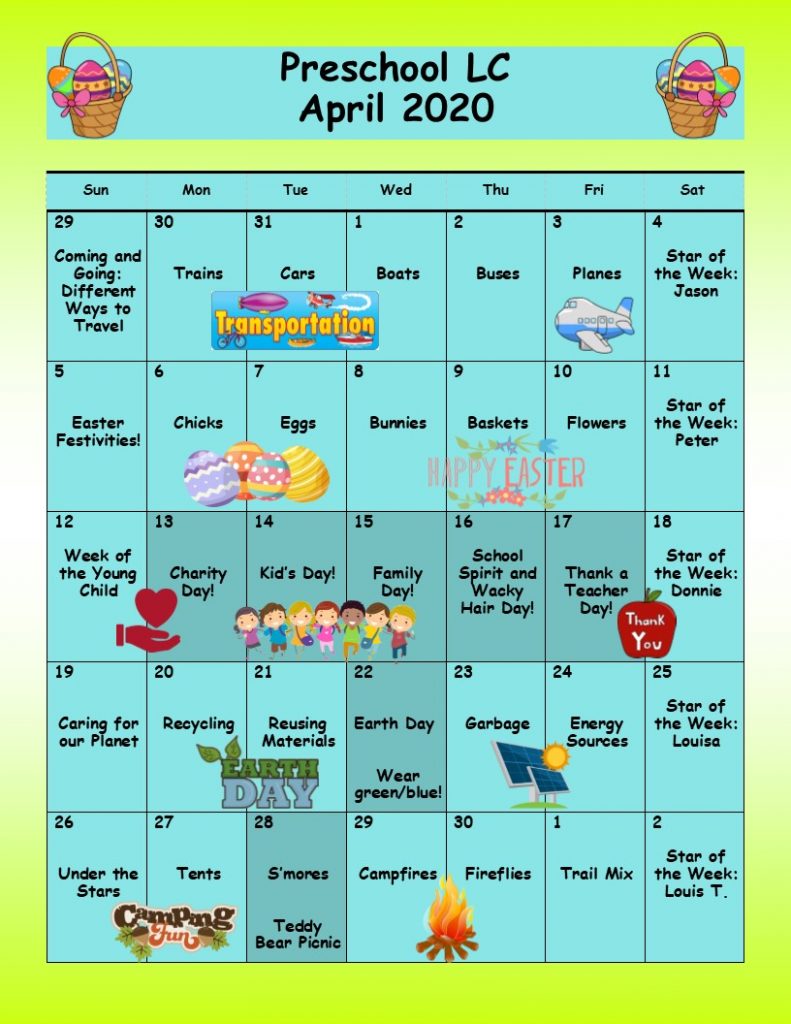 Preschool Calendar LC – Children's Discovery Academy